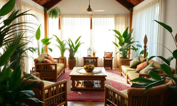 tropical paradise living room