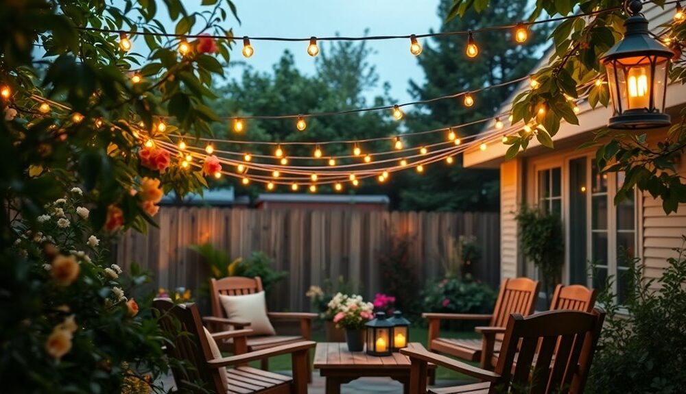 cozy backyard outdoor lighting