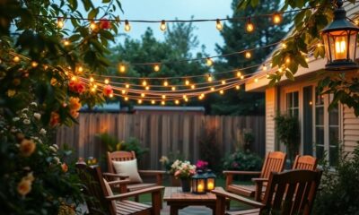 cozy backyard outdoor lighting