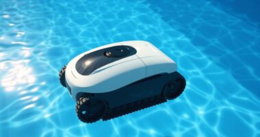 robot cleans swimming pools