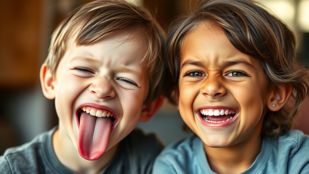 siblings humorous facial expressions