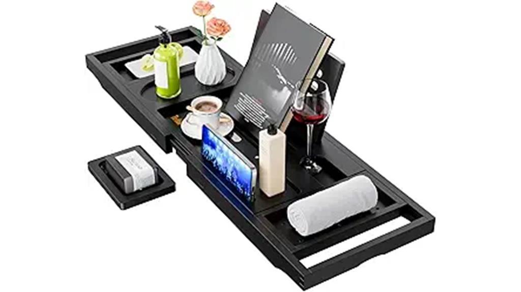 adjustable bamboo bath caddy