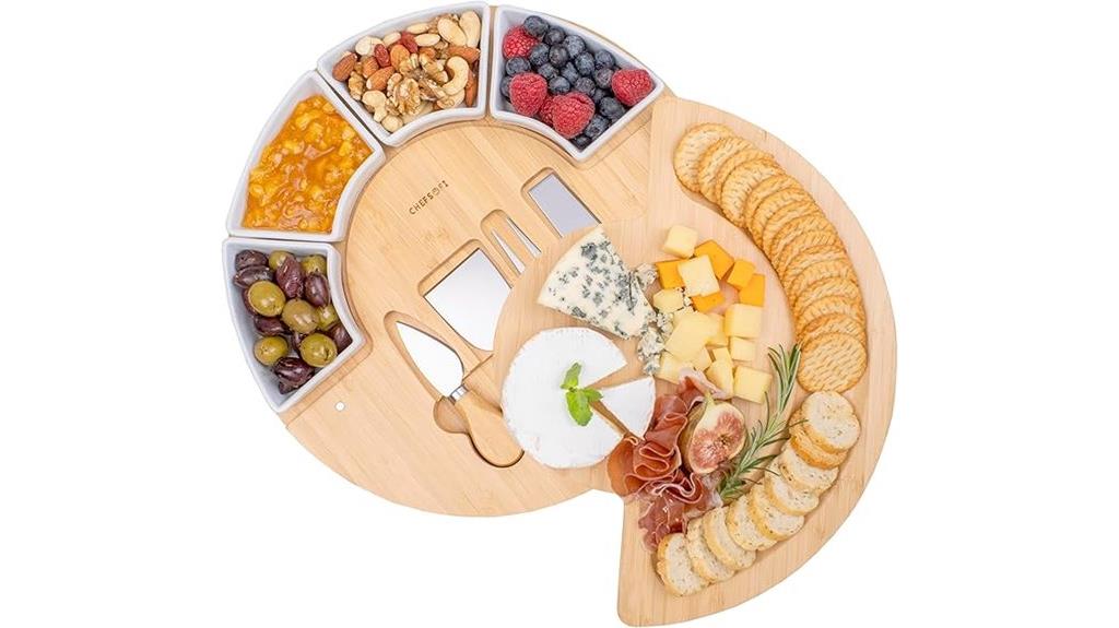 bamboo cheese platter set