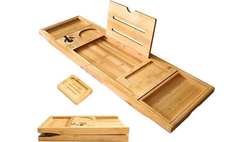 bamboo foldable bathtub tray