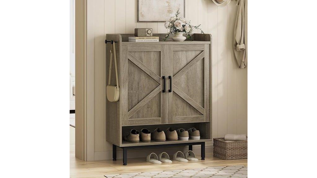 barn inspired shoe cabinet