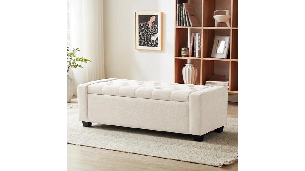 beige storage ottoman bench
