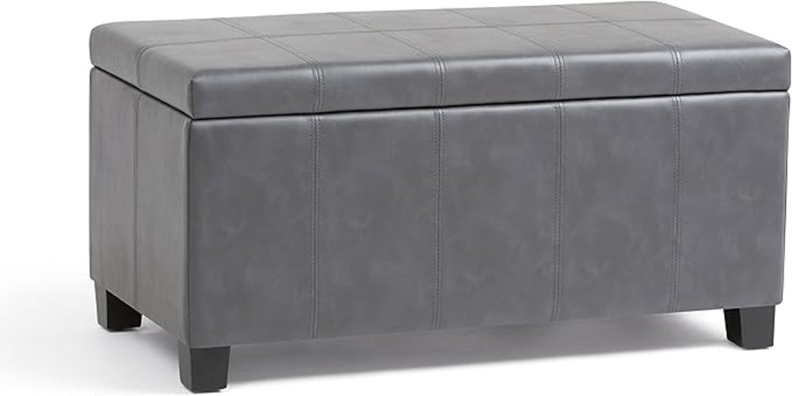 contemporary grey storage ottoman