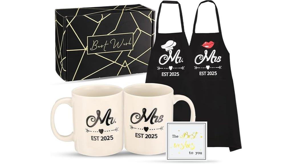 couples mug and apron