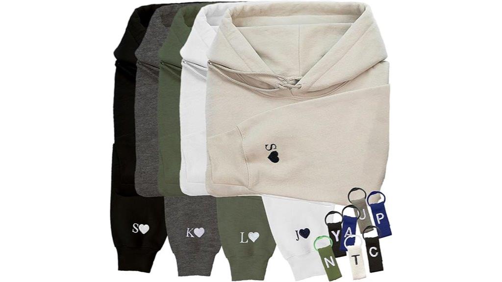 custom heart initial hoodie