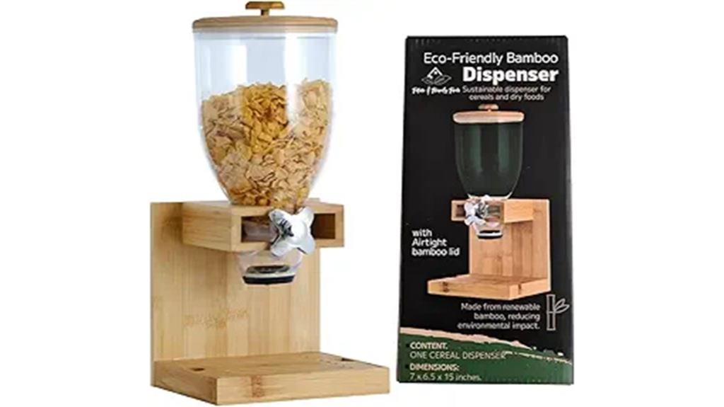 eco friendly bamboo cereal dispenser