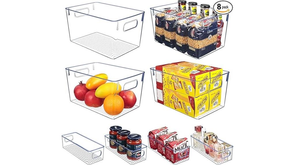 eight clear pantry bins