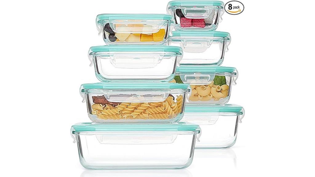 eight glass storage containers