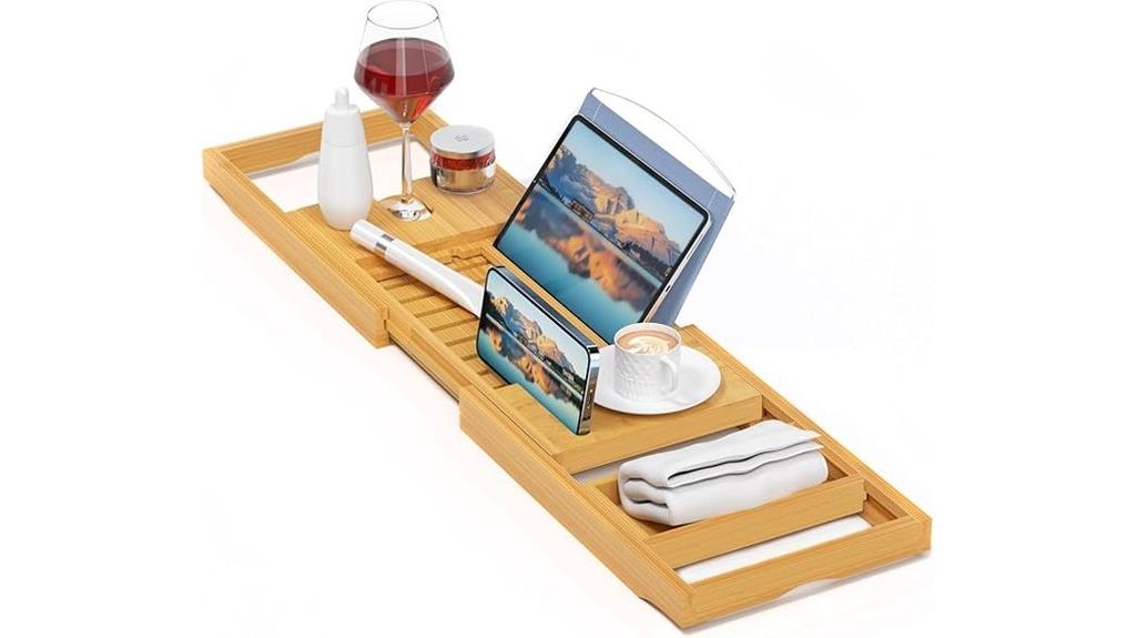 elegant bamboo bath organizer