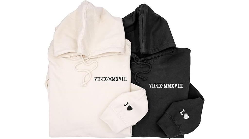 embroidered couple hoodie design