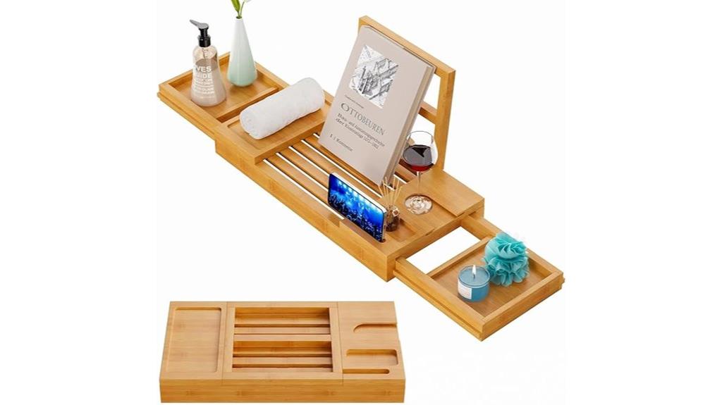 expandable bamboo bathtub tray