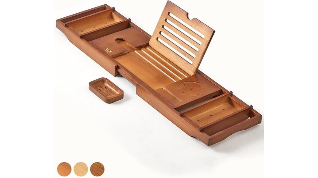 expandable bamboo bathtub tray