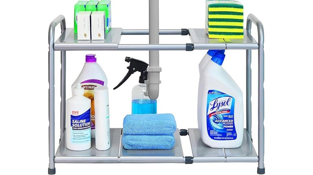 expandable metal sink shelf