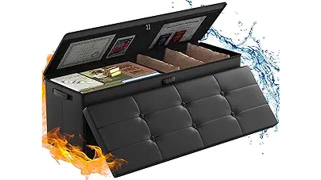fireproof storage ottoman bench