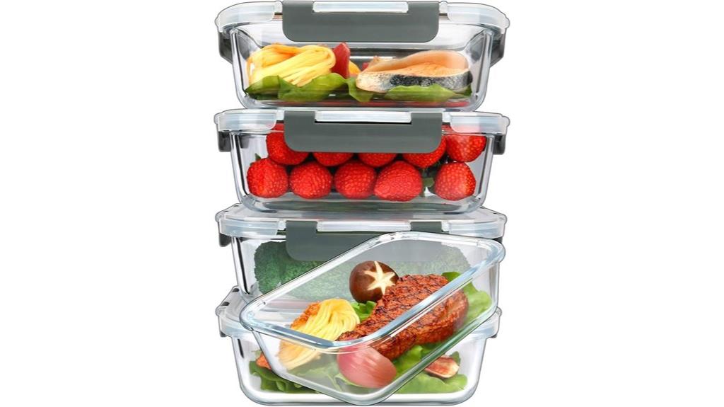 five glass meal containers
