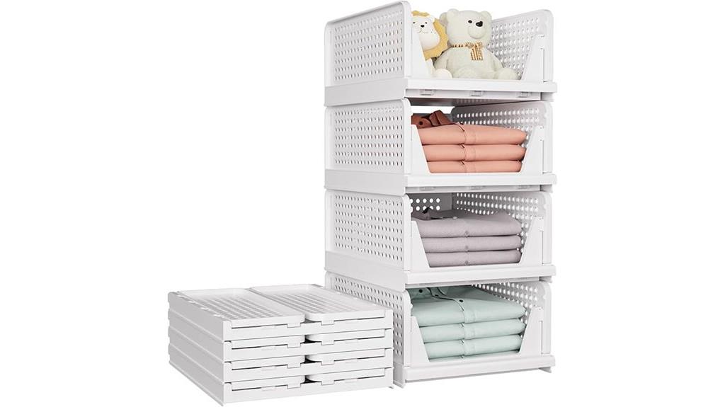five stackable closet baskets