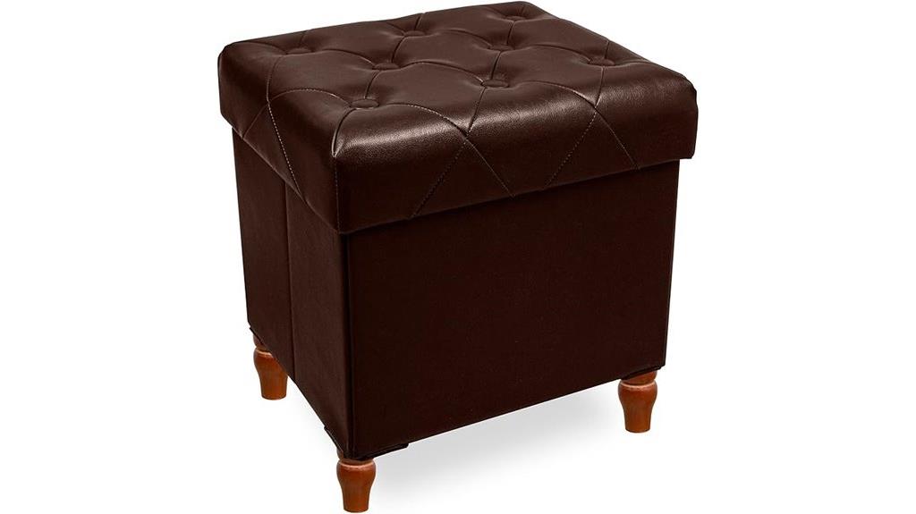 folding ottoman with wood legs
