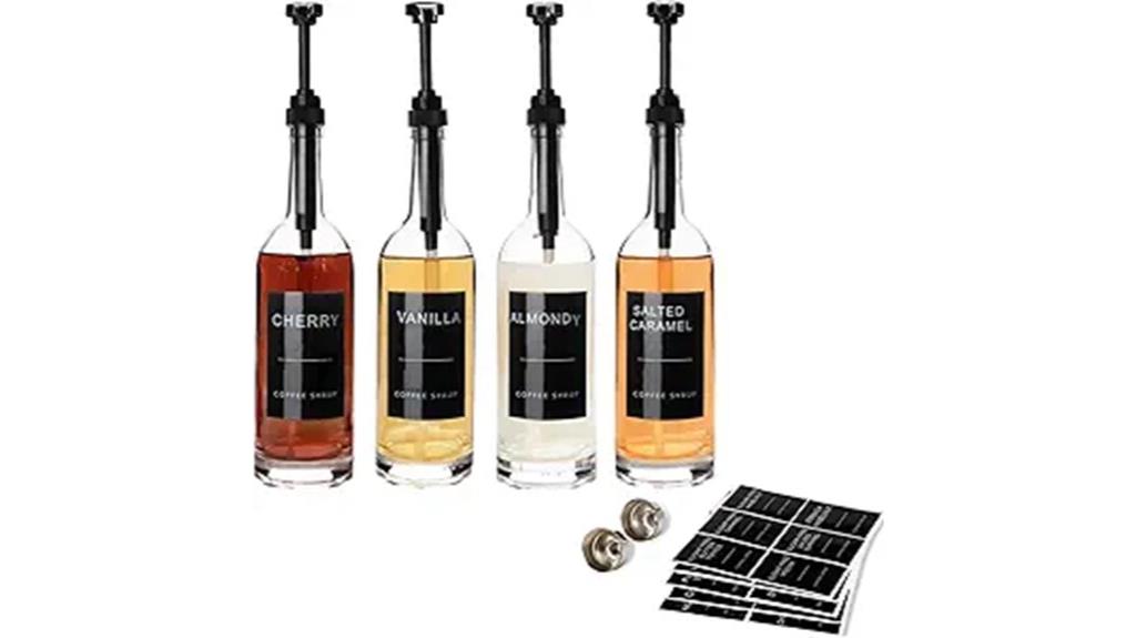 glass syrup dispenser set