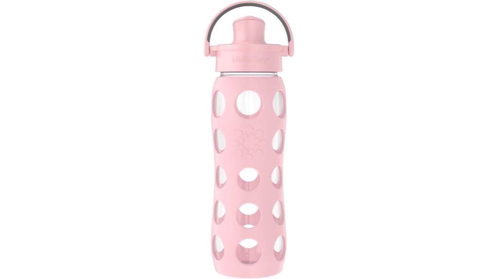 glass water bottle with flip cap