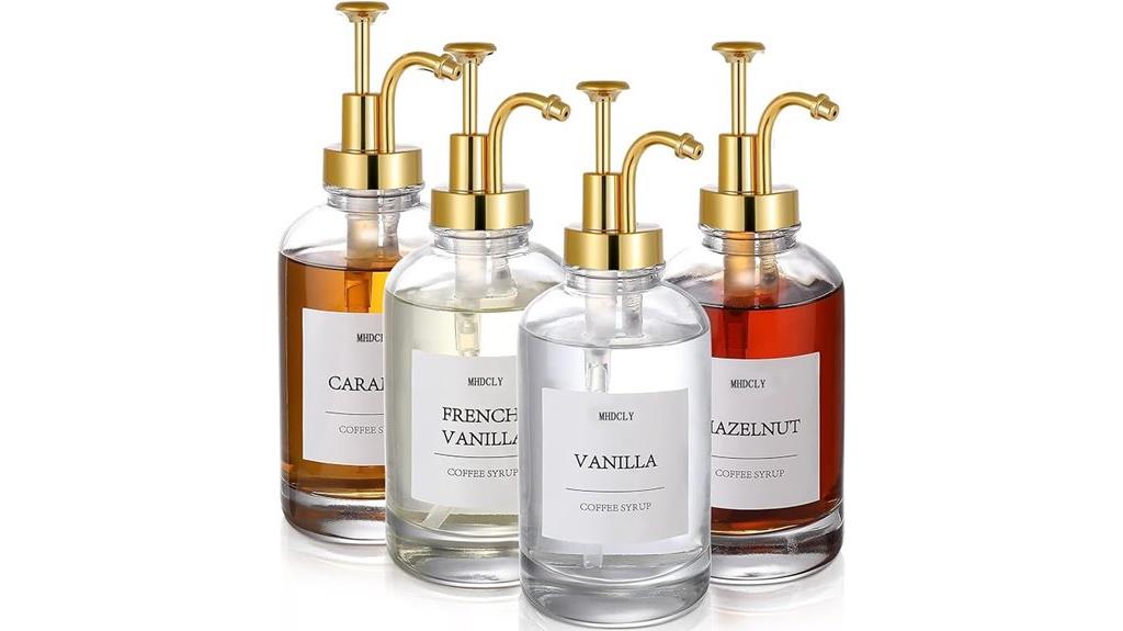 gold pump coffee syrup labels