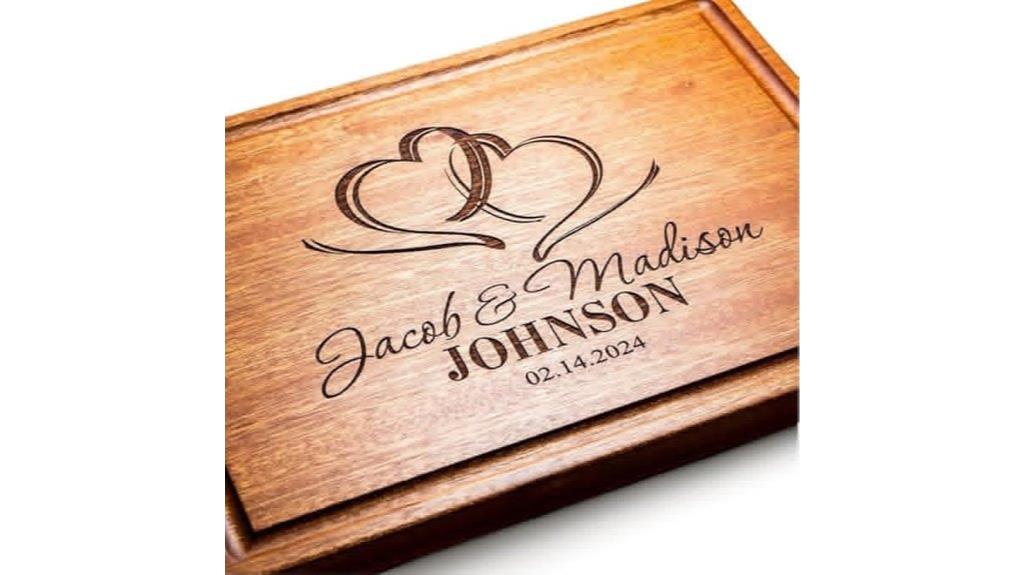heart engraved wooden board