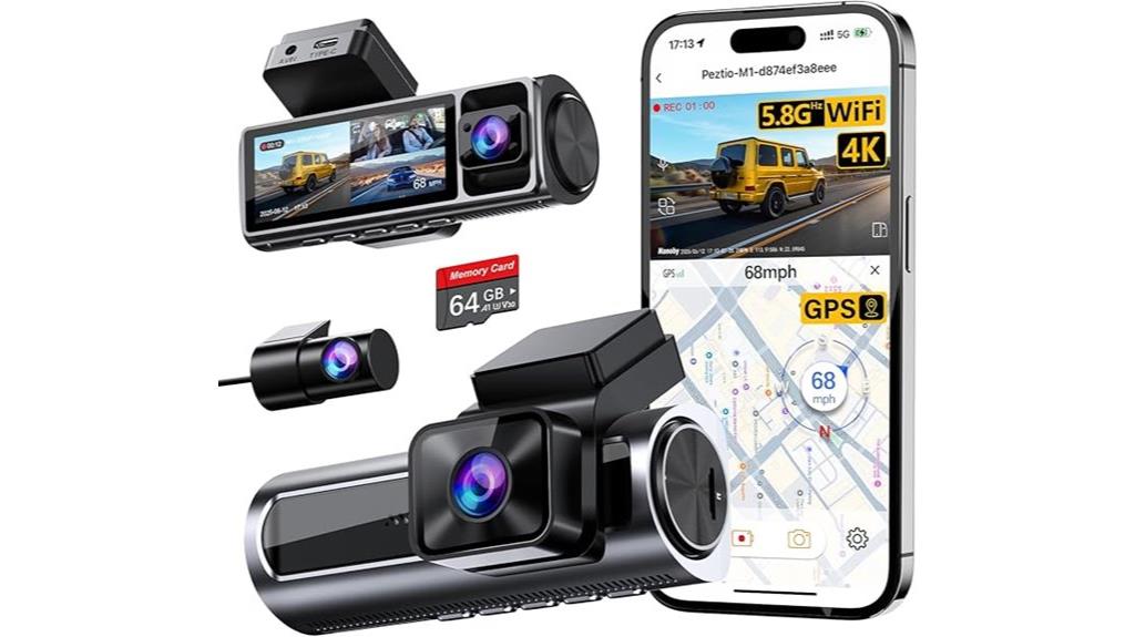 high resolution 3 channel dash cam