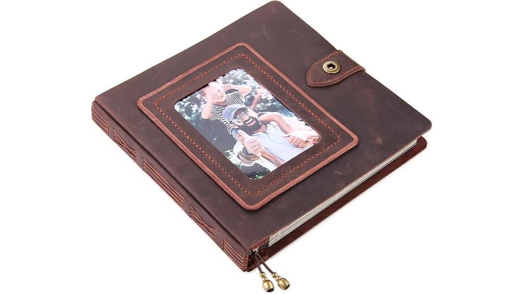leather album with sticky pages