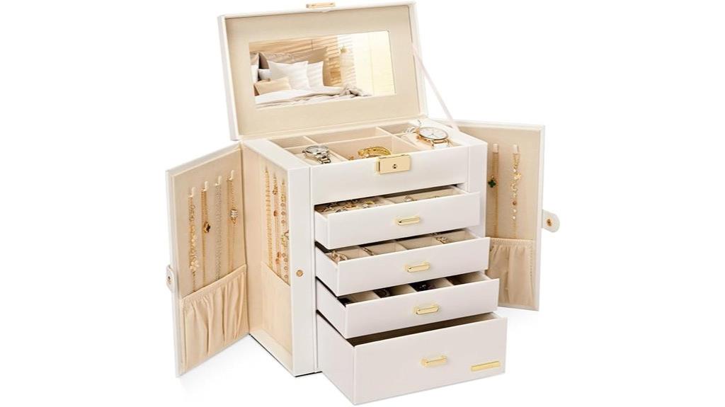 leather jewelry box with mirror