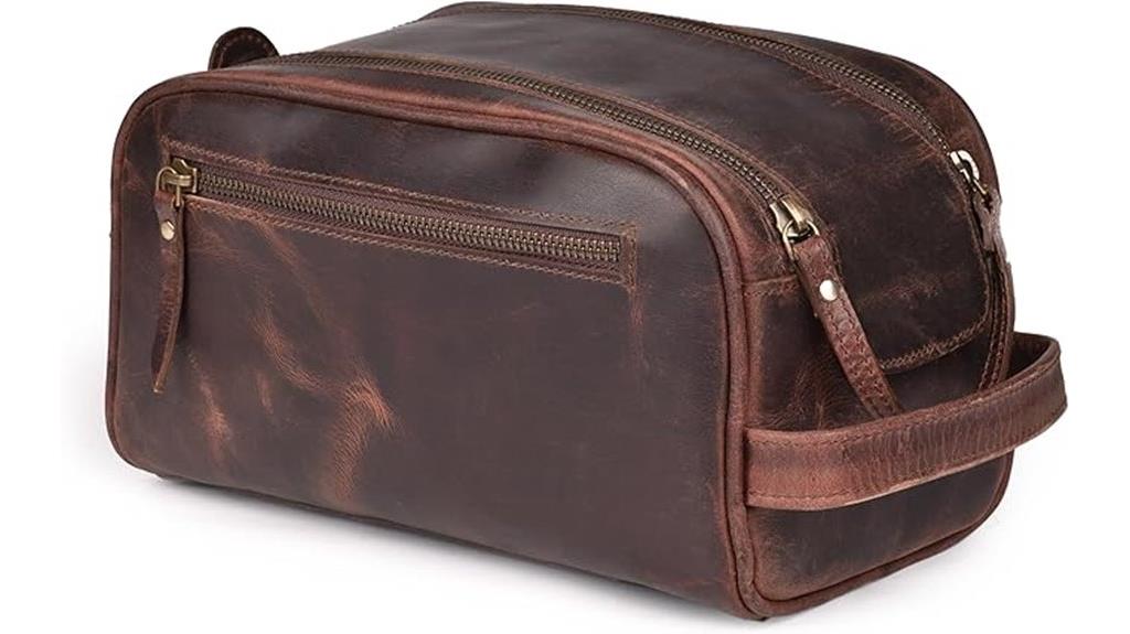 leather travel toiletry bag
