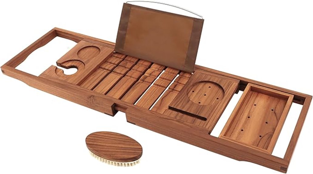 luxury teak bathtub tray
