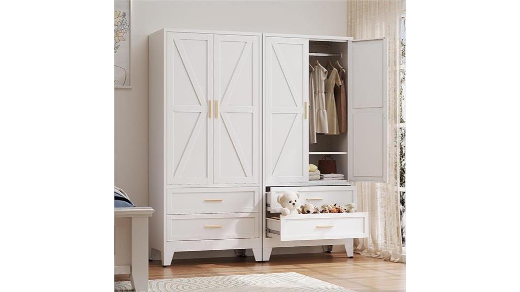 metal wardrobe with drawers