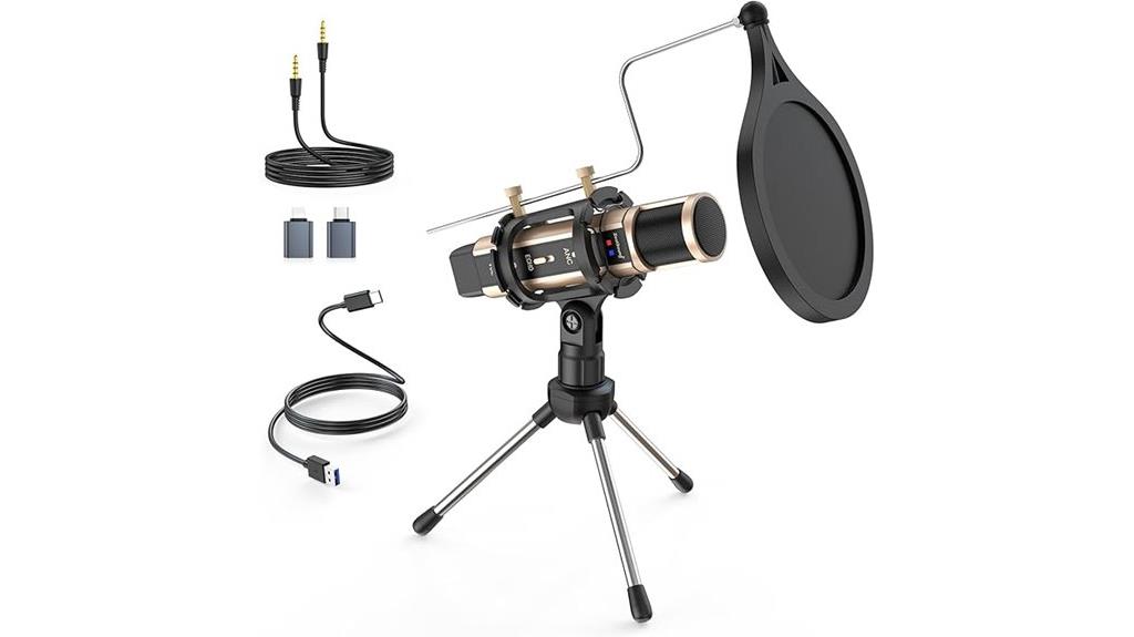 microphone with stand and sound card