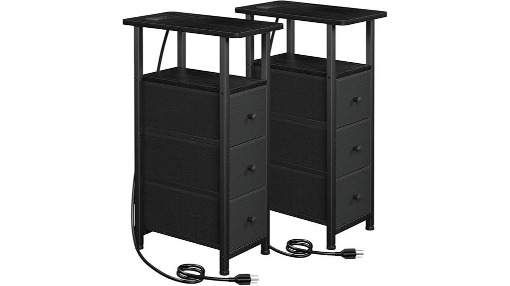 narrow end tables with charging