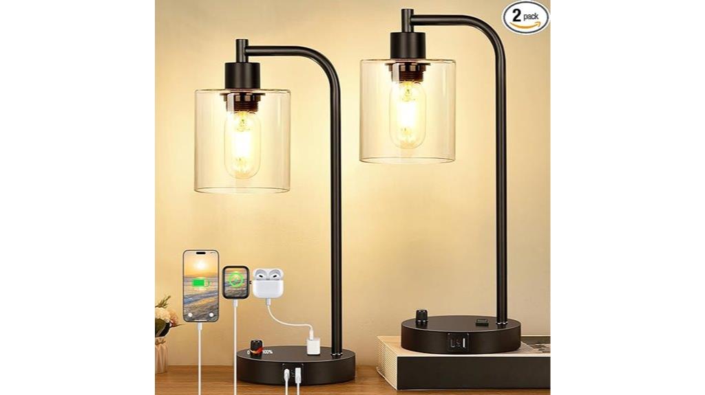 pair of usb enabled industrial lamps