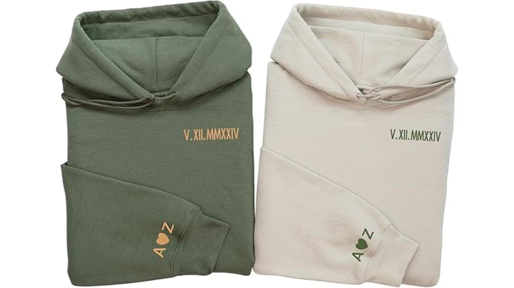 personalized embroidered couple hoodies