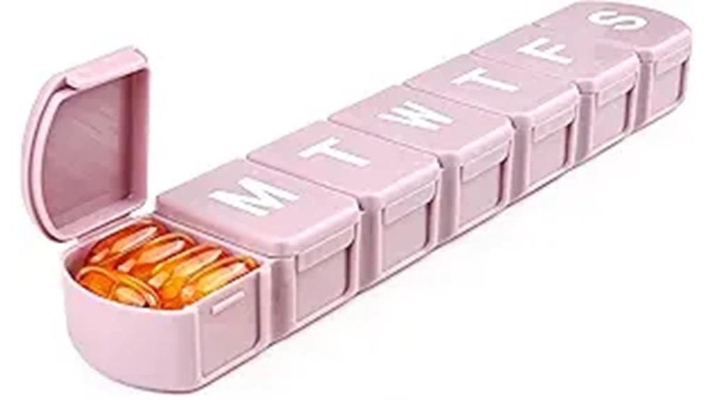 pink weekly pill organizer