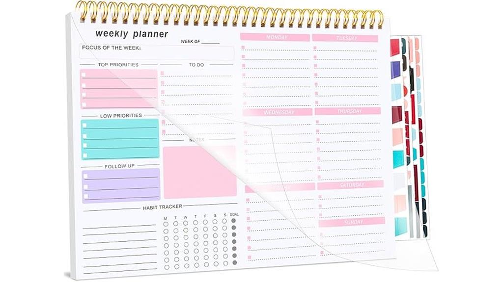 pink weekly planner