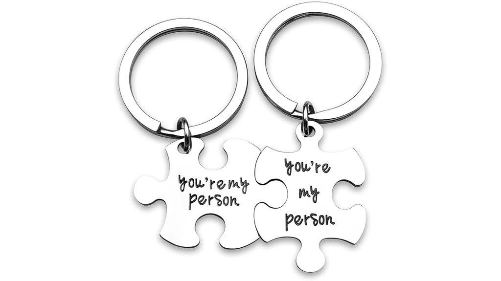puzzle heart couple keychain