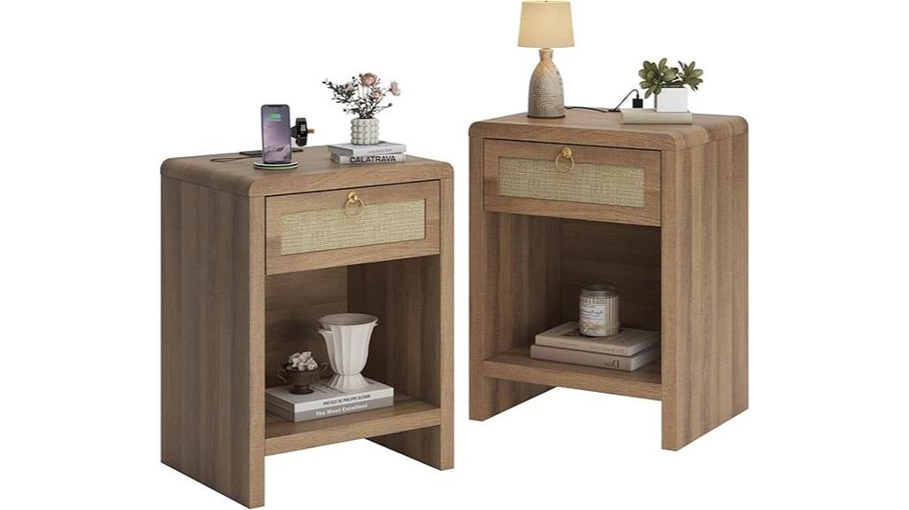rattan nightstand set