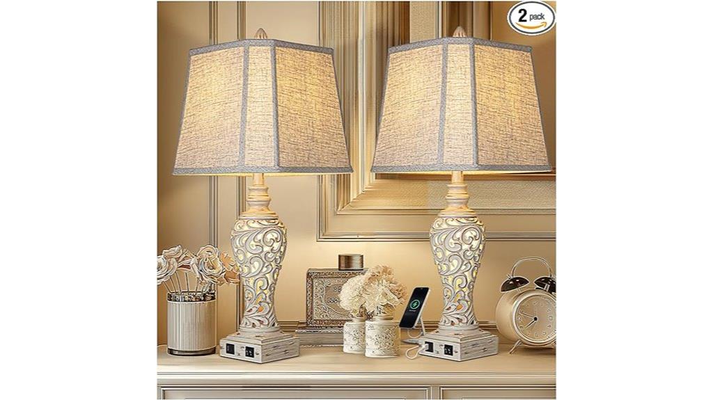set of 2 fabric shade lamps