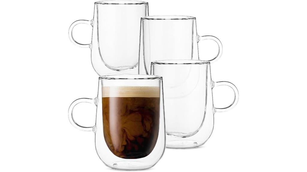 set of four glass mugs