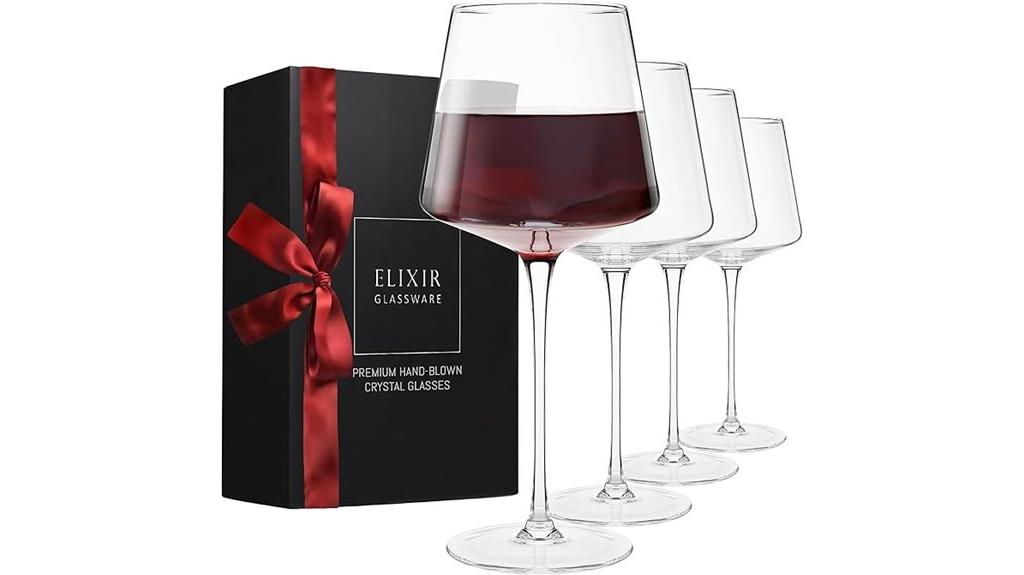 set of four red wine glasses