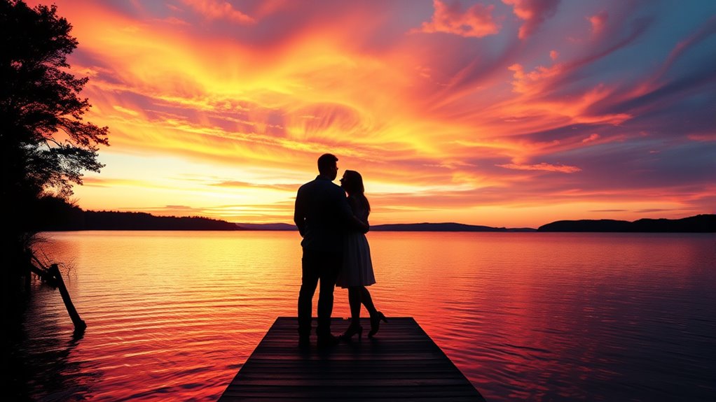 sharing sunset romantic moments