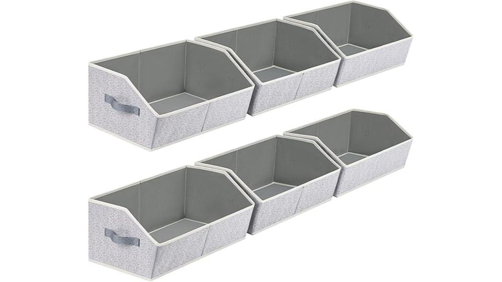 six collapsible fabric storage bins
