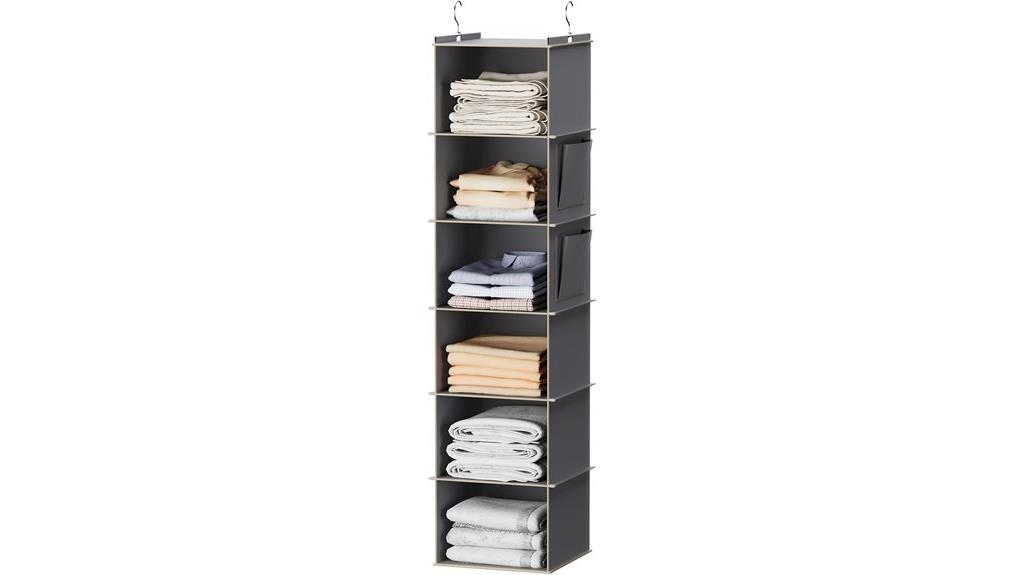 six shelf hanging closet organizer