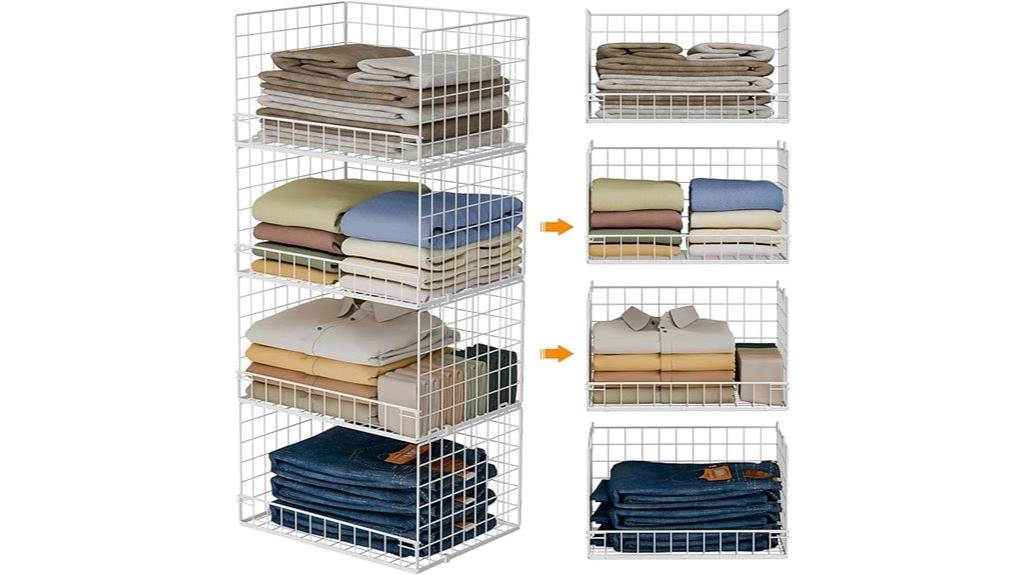 stackable closet storage baskets